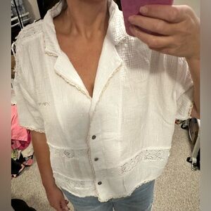 POL Cream Button-Down Shirt